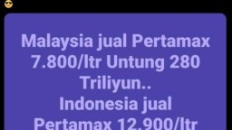 Bandingkan Harga Pertamax Dengan Negeri Jiran : Disana Rp7.800 Per Liter Untung 280 T, Di Sini Jual Rp12.900 Per Liter Malah Rugi Rp 968,5 T