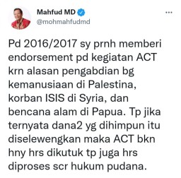 Gegara ACT Selewengkan Dana, Mahfud MD Akui Merasa Pernah Tertipu