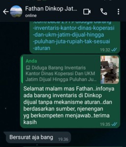 Terkait Dugaan Penjualan Aset Dinkop Jatim, Sumber : Yang Jual Oknum Satpol PP Yang Diduga Atas Perintah