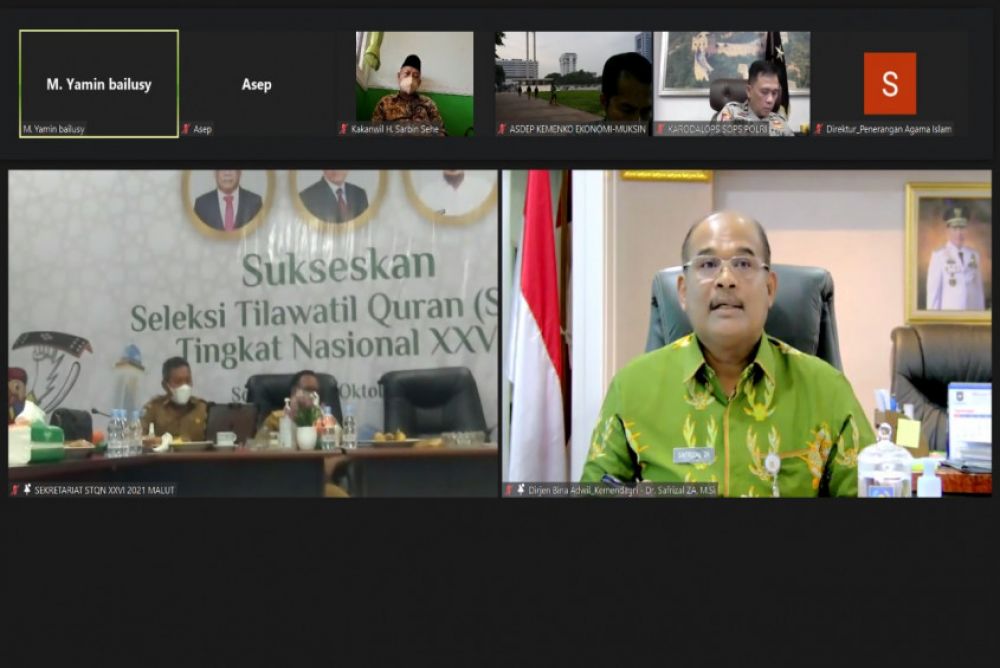 Perkuat Kolaborasi, Ditjen Bina Adwil Gelar Rakor Virtual STQHN XXVI Maluku Utara