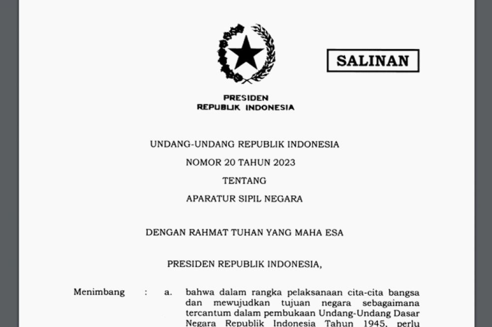 Beberapa Poin Penting Dalam UU ASN 2023 Yang Baru Di Sahkan Jokowi