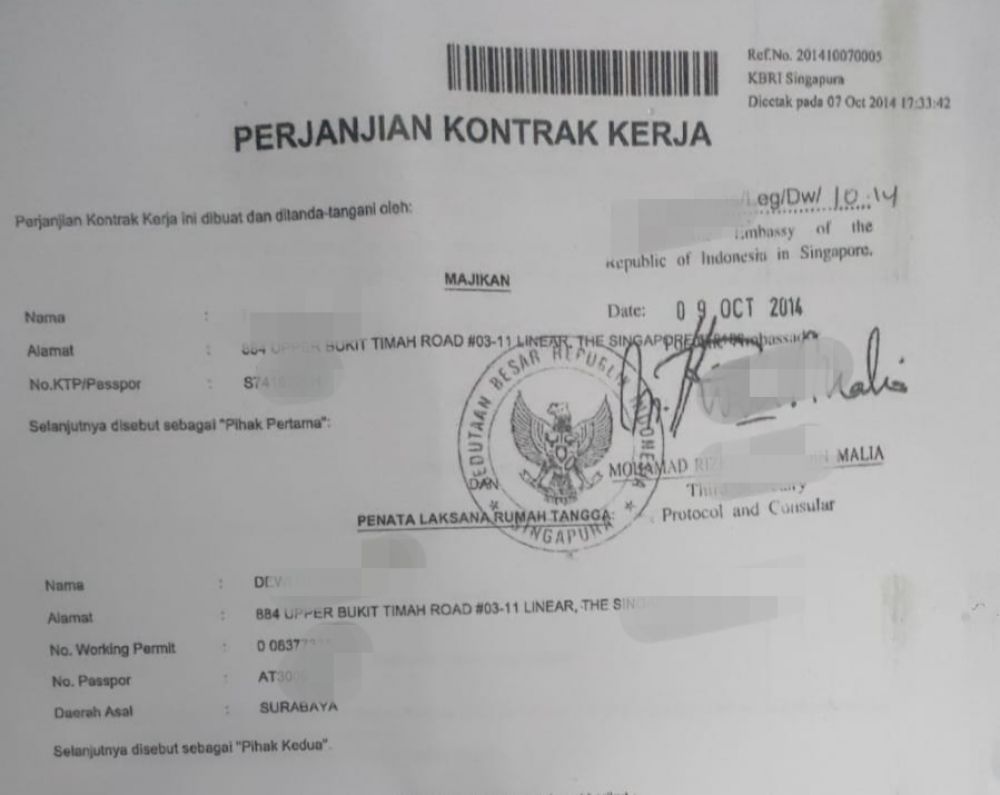 LSM GARAD Soroti Surat Perjanjian Kontrak Kerja Pekerja Migran Yang Perjuangkan Hak Lawan PT Perwita Nusaraya : PMI Merasa Tak Pernah Tandatangan