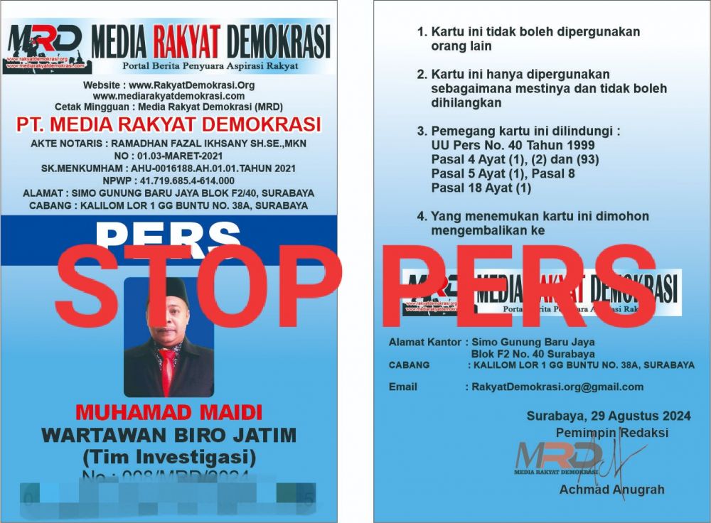 Stop Pers Wartawan Biro Jawa Timur MRD Grup