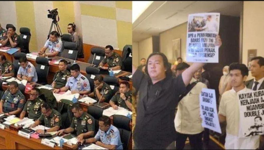 Geram! Pembahasan RUU TNI Dianggap Tertutup, Aktivis Gedor Pintu Ruang Rapat Di Hotel Mewah Jakarta