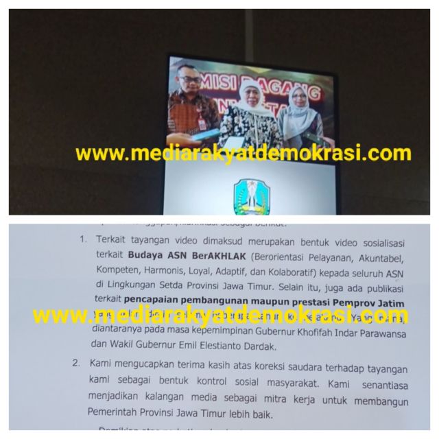 Terkait Klarifikasi Sekdaprov Soal Pemutaran Vidio Ex Gubernur Khofifah Di Gedung Biro Jadi Sorotan, Dianggap Menjadi Jubir Dan Tak Paham Momen