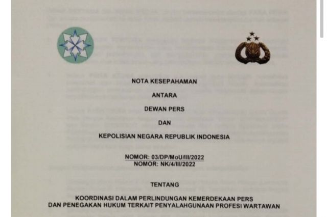 Dewan Pers & Polri Tanda Tangani MoU Tentang Koordinasi Dalam Perlindungan Kemerdekaan Pers & Penegakan Hukum Terkait Penyalahgunaan Profesi Wartawan