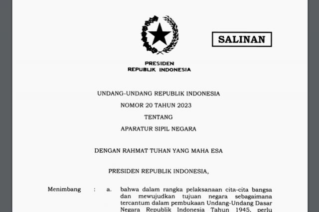 Beberapa Poin Penting Dalam UU ASN 2023 Yang Baru Di Sahkan Jokowi